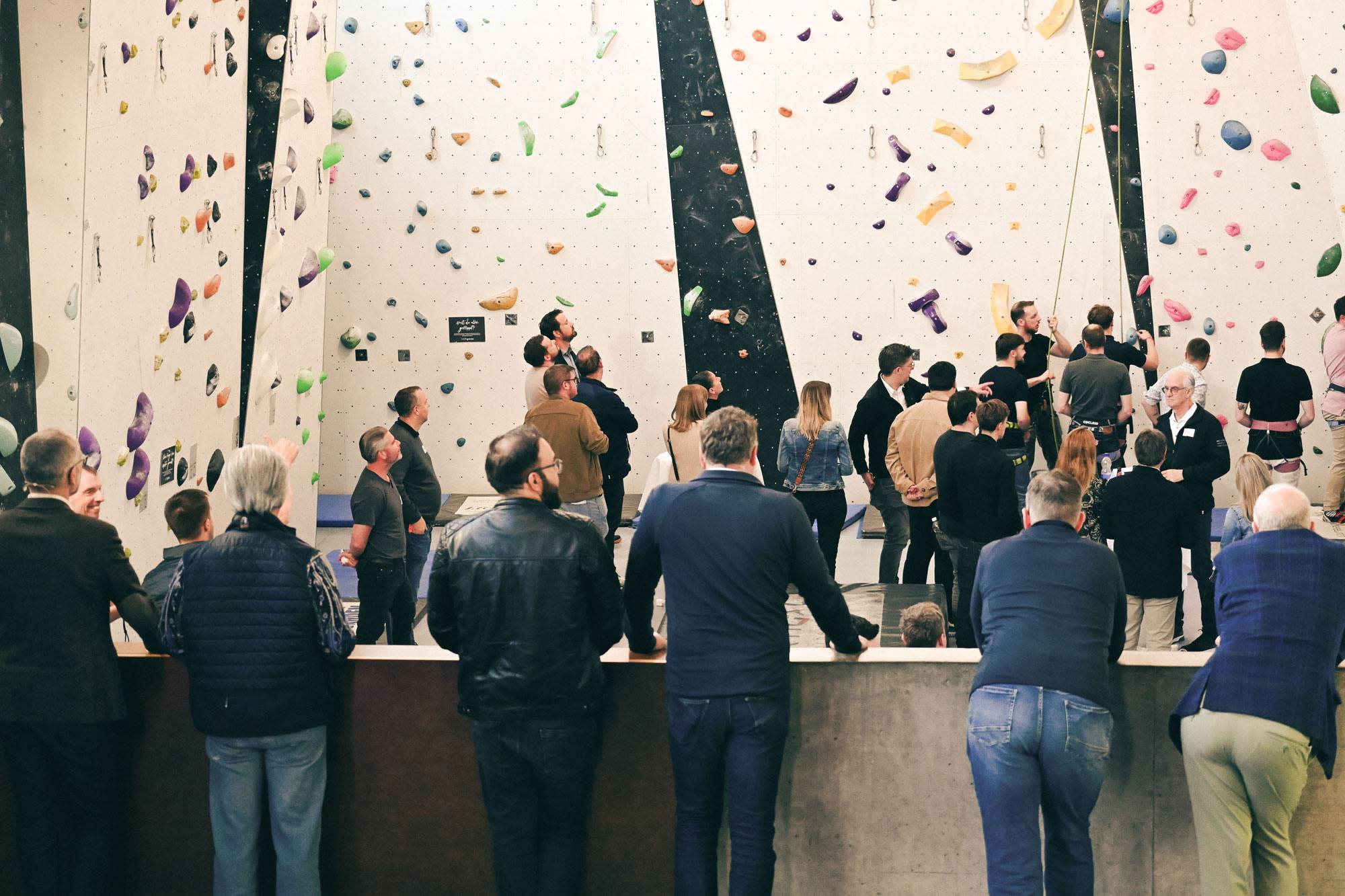 IBG Gruppe: Mitarbeitende in der Kletterhalle