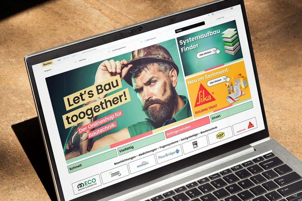 Bautoo: Onlineshop «Let’s Bau toogether» auf dem Laptop